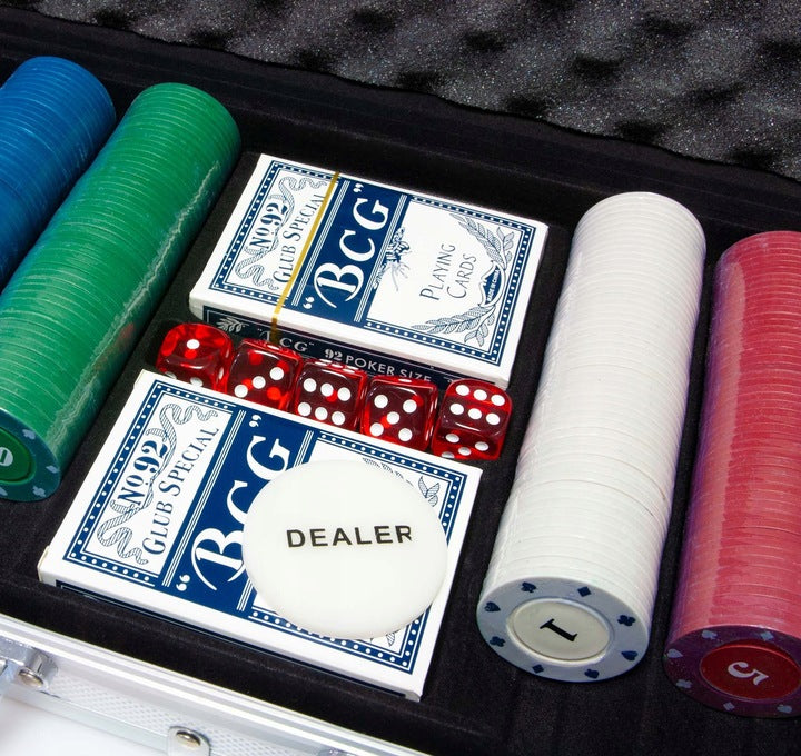 (DL) Set de Poker Complex cu 300 de jetoane, 2 seturi carti, 5 zaruri, in servieta aluminiu - 6