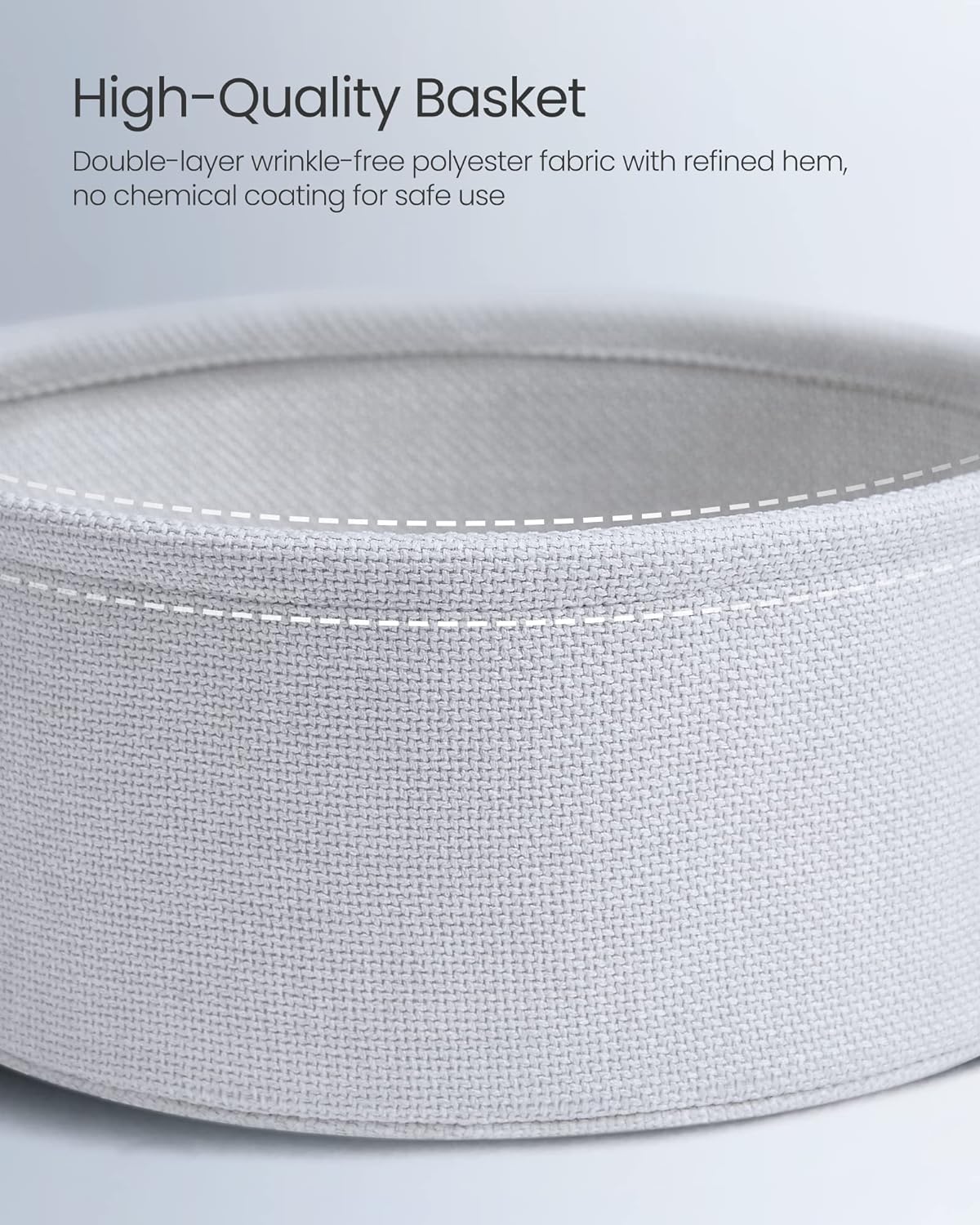VASAGLE Masuta de cafea rotunda cu cos de stofa, stil modern, 45x50cm, albastru