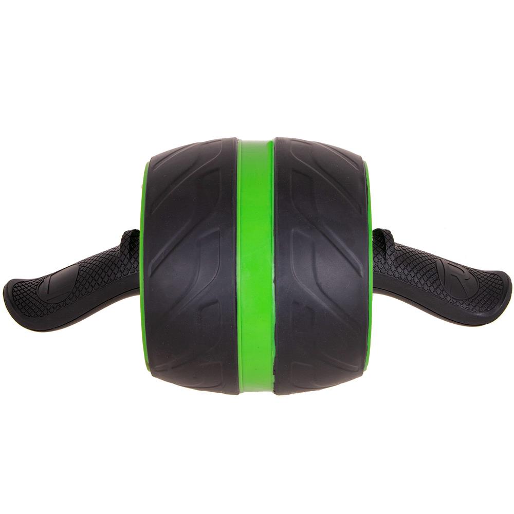 Aparat fitness tip roata pentru abdomene cu covor din spuma, negru verde