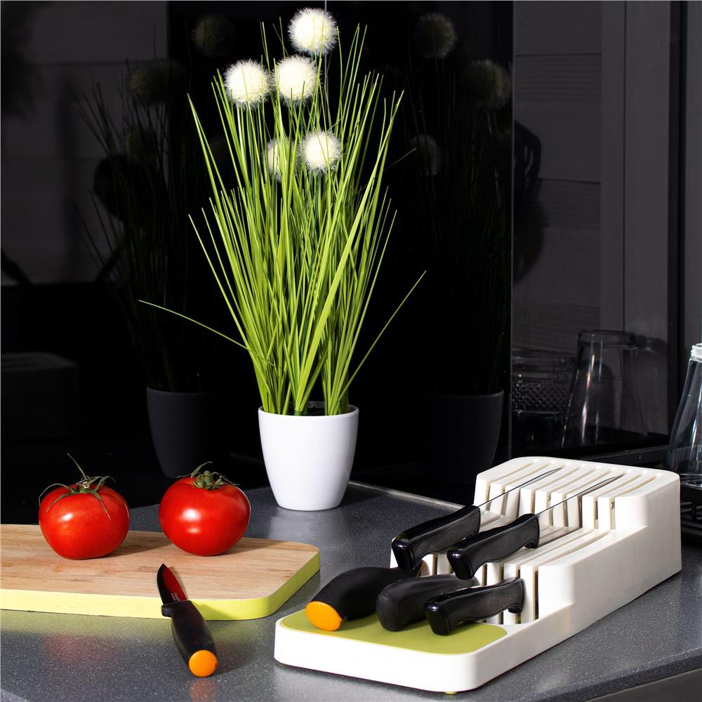 Organizator cutite pentru sertar, 9 compartimente, 40x14cm, alb