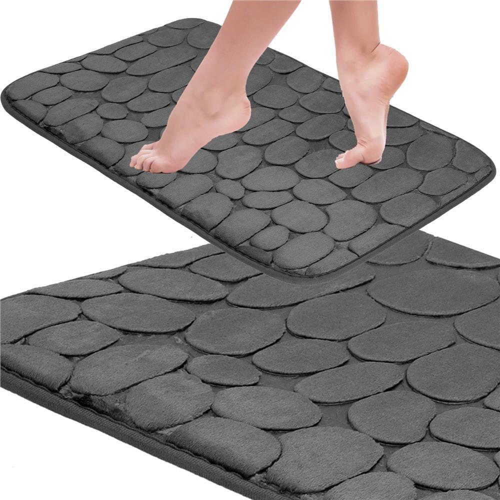 Covoras de baie antiderapant cu uscare rapida, 80x50 cm, gri inchis