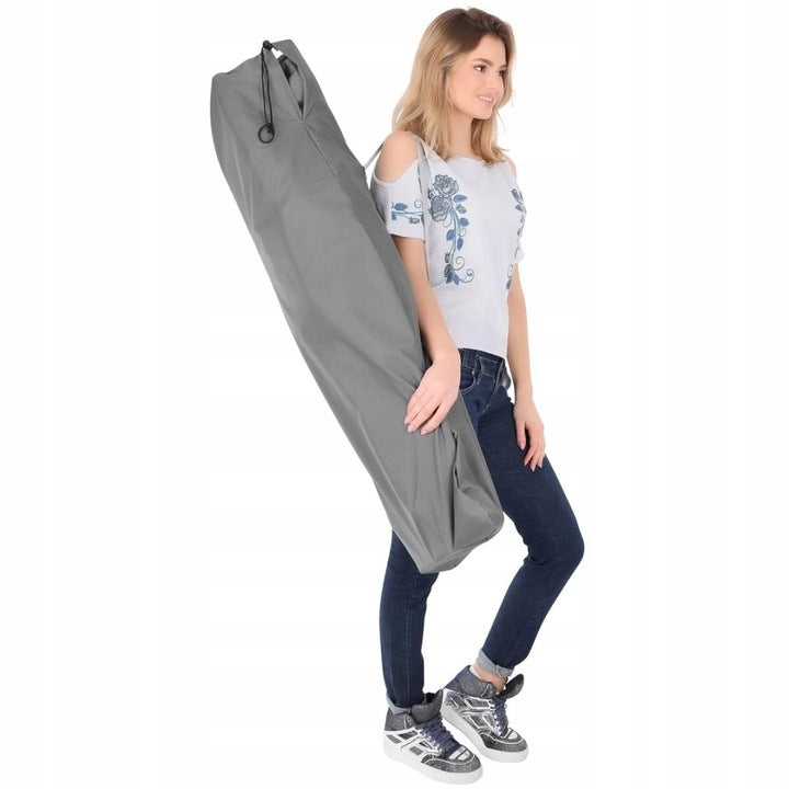 Pat pliant pentru camping, cu saltea si perna, structura metalica, 190x70x37cm, gri
