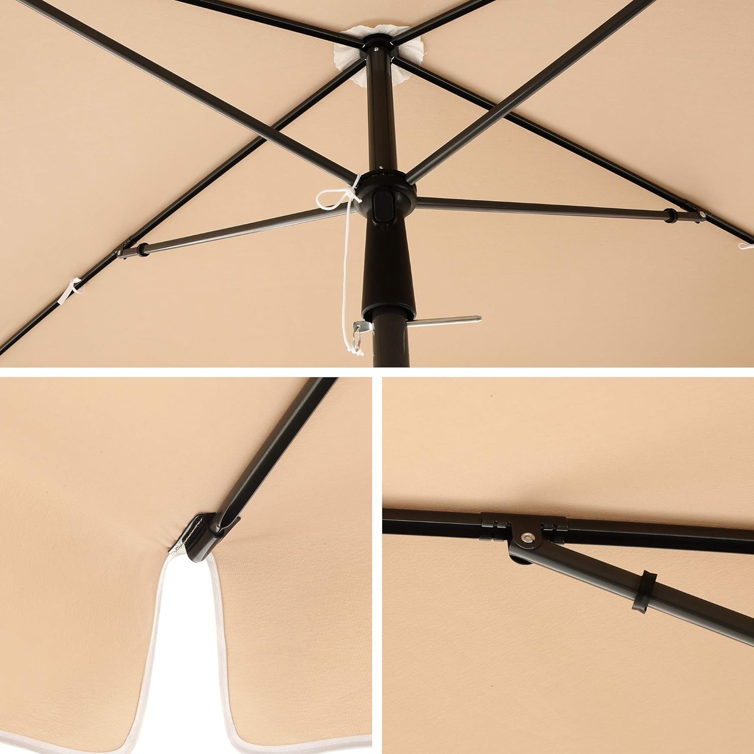 SONGMICS Umbrela terasa gradina sau plaja, cu inclinare, husa, 200x125cm, taupe - 6