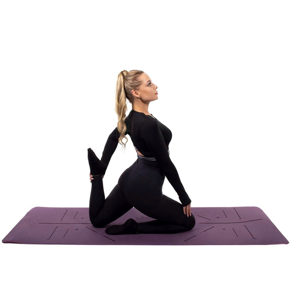 Saltea pentru antrenament, yoga, fitness, aerobic, pilates, exercitii la sol, 183x61cm, violet