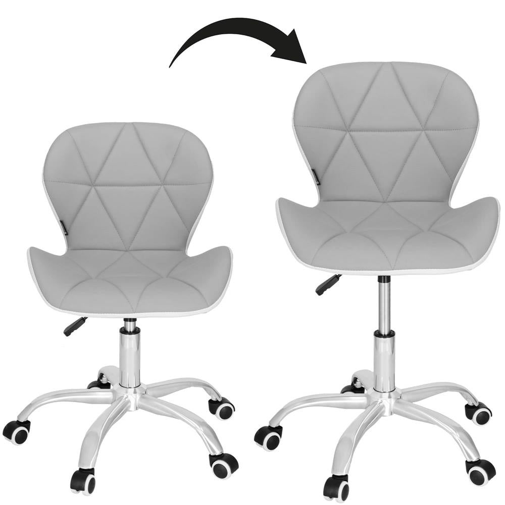 Scaun de birou ergonomic, tapitat cu piele ecologica, 120kg, alb gri