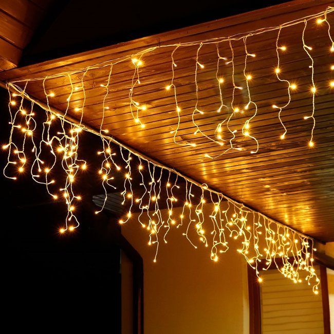 Ghirlanda luminoasa tip perdea 300 LED-uri, 12m, pentru interior/exterior, iluminare galbena