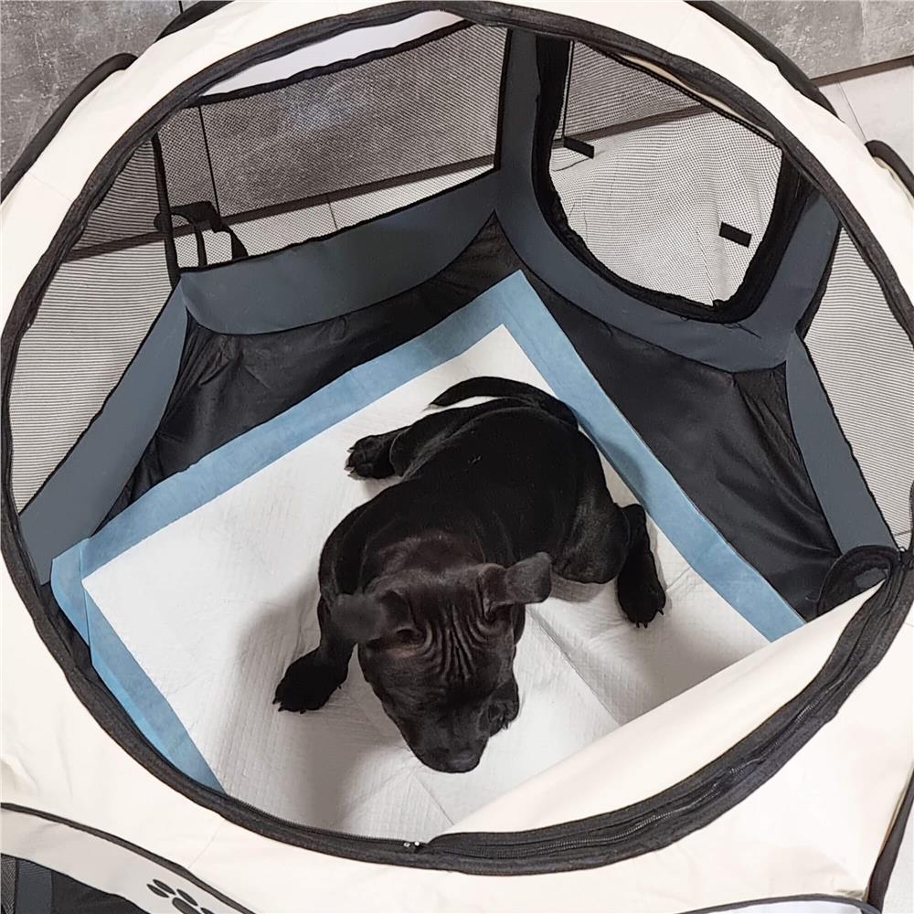 Tarc pliabil pentru animale de companie, diametru 73cm, gri crem