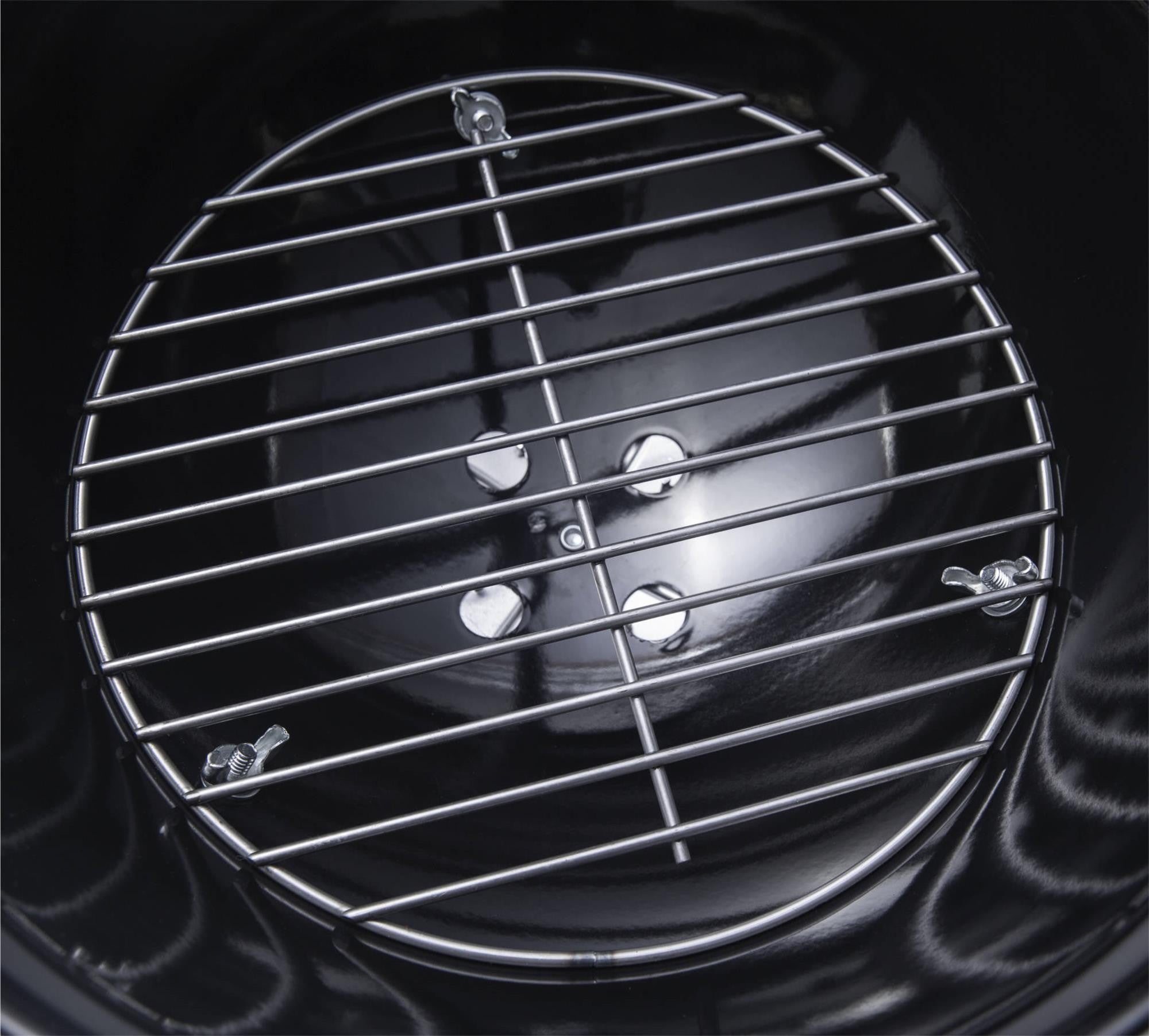 Gratar rotund, din otel, cu suport cromat, tava din inox, 43x37cm, negru