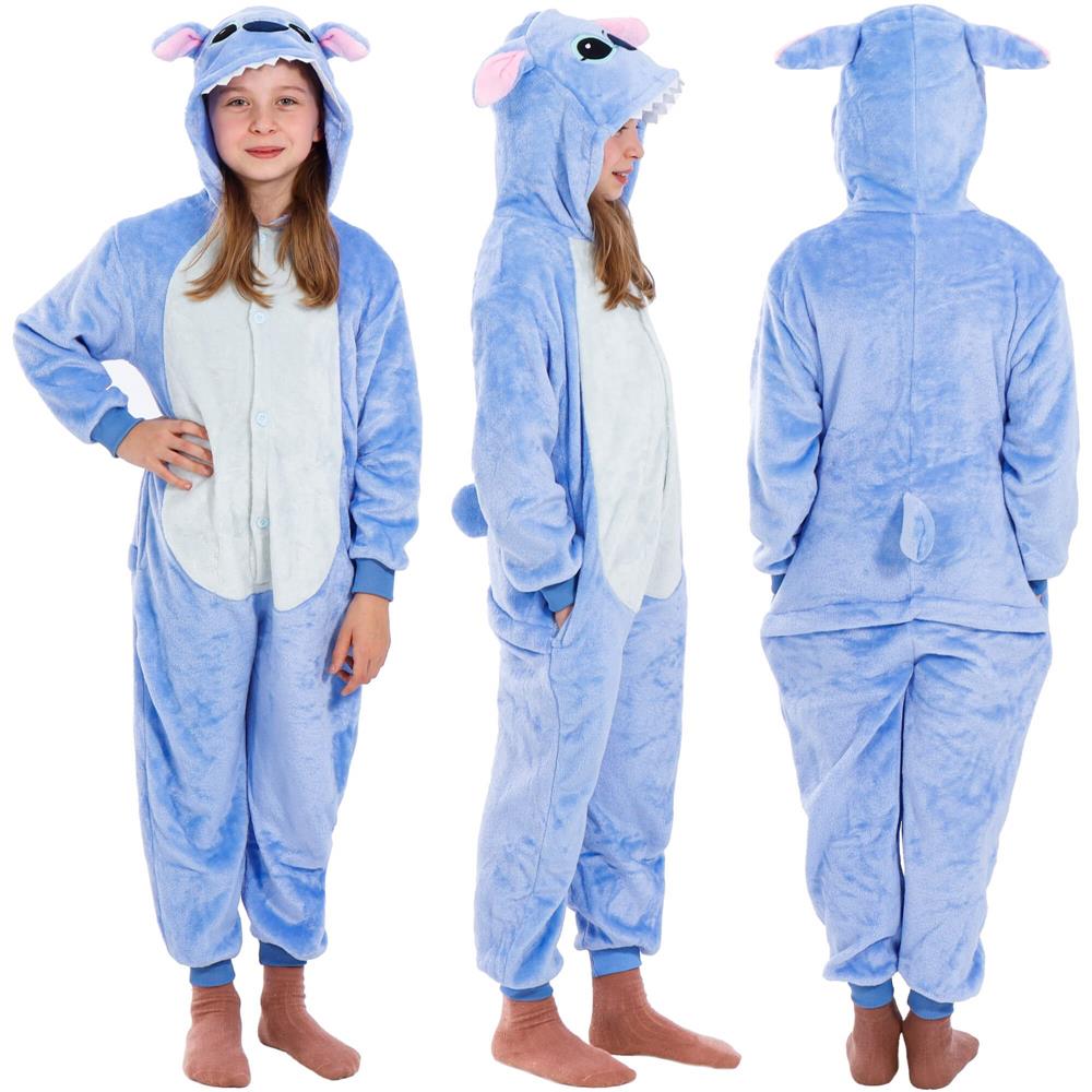 Pijama tip salopeta pentru copii, model stitch, marime 120-130cm