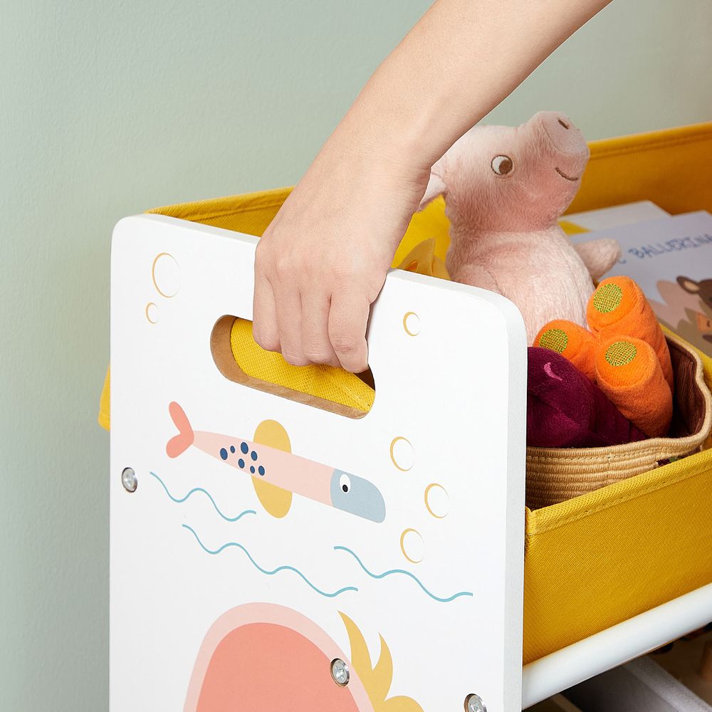 SONGMICS Raft de depozitare jucarii, 12 cutii detasabile din tesatura, 83x38x78cm, alb
