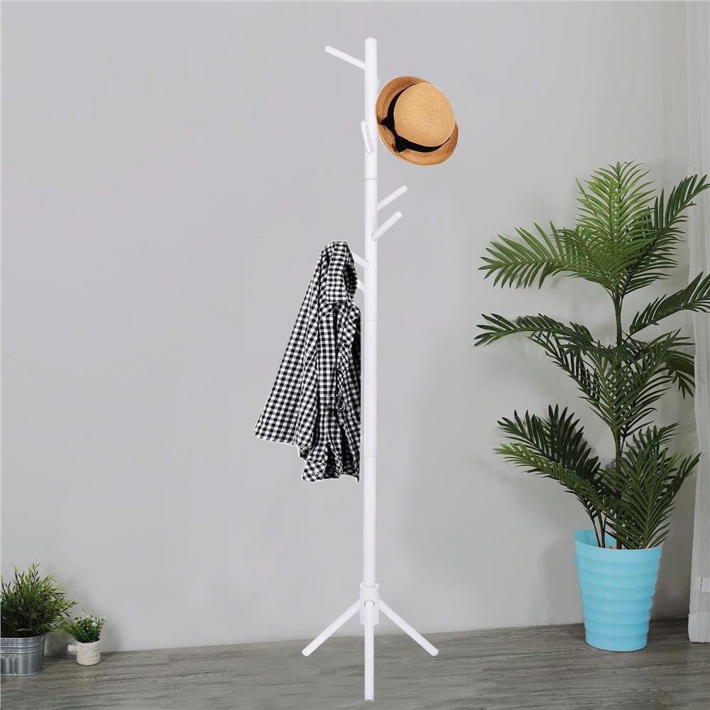 Cuier tip pom din lemn Sersimo, 8 agatatoare, 175cm, alb