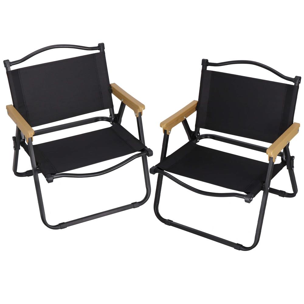 Scaun metalic plabil pentru gradina, camping sau plaja, 50x53x61cm, negru