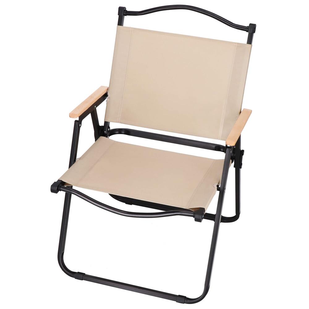 Scaun metalic plabil pentru gradina, camping sau plaja, 78x53x60cm, bej