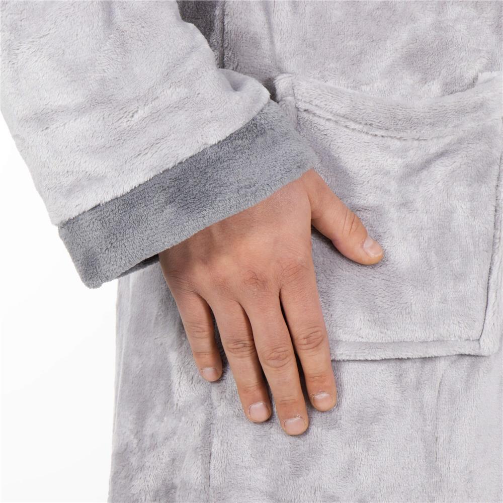 Halat de baie pentru barbati pana la genunchi, gluga mare, marimea L/XL, gri