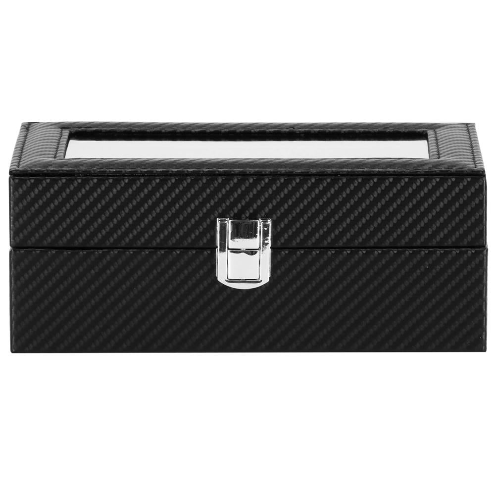 Cutie depozitare si organizare ceasuri, MDF, piele ecologica, 20,5x11x8cm, negru sarpe