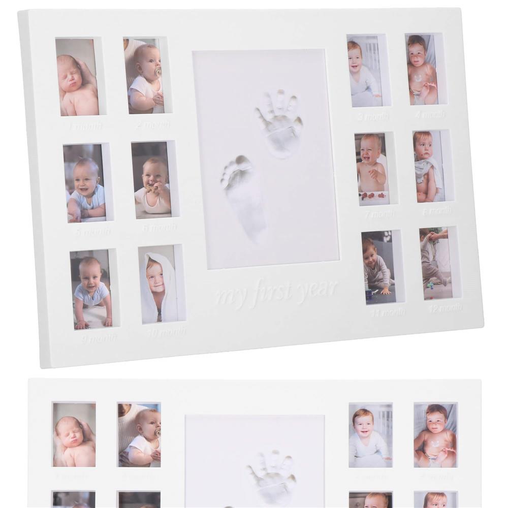 Kit amprenta mulaj manuta sau piciorus bebe si rama foto, 24x37cm, alb