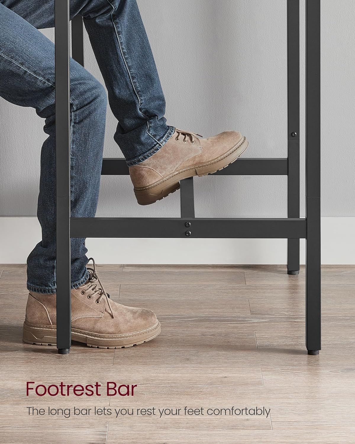 VASAGLE Masa de bar pentru bucatarie, patrata, inalta, cadru de otel, 60x60x92cm, stil industrial, maro rustic si negru