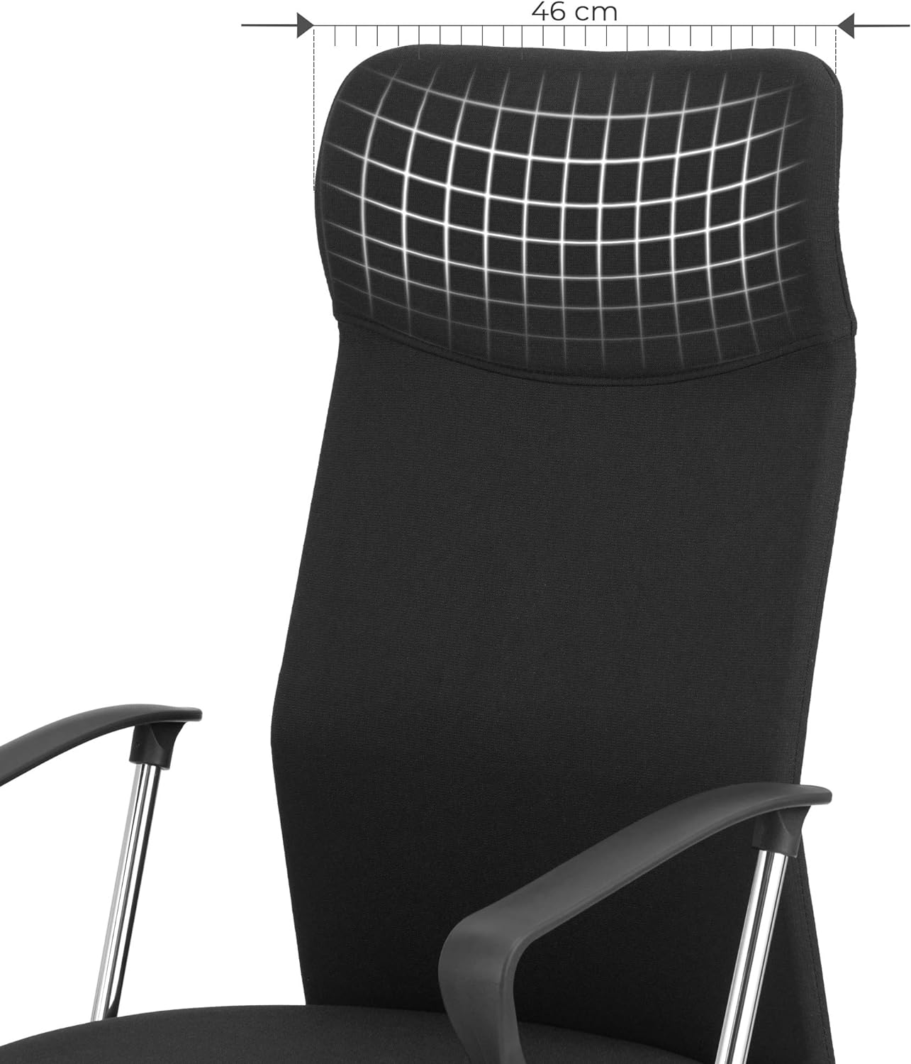 SONGMICS Scaun de birou ergonomic pentru sala de sedinte, pivotant, capitonat, inaltime reglabila si rabatabil, negru - 6