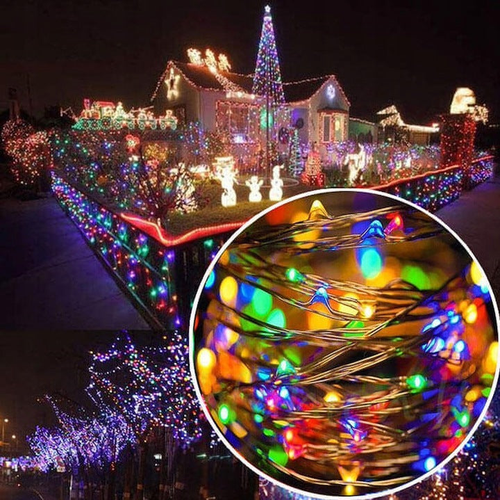 Ghirlanda luminoasa cu incarcare solara, 200 LED-uri, 22 metri, 8 functii, multicolor - 6