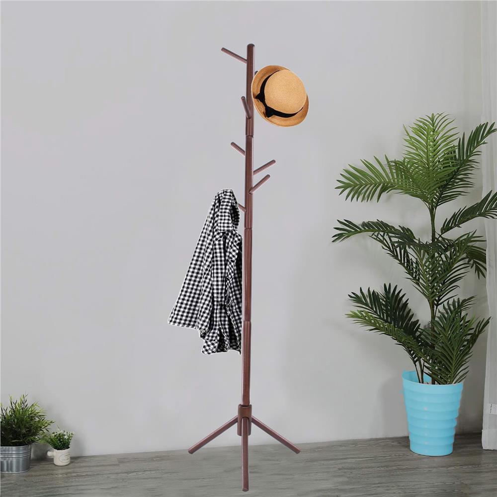 Cuier tip pom din lemn Sersimo, 8 agatatoare, 175cm, maro