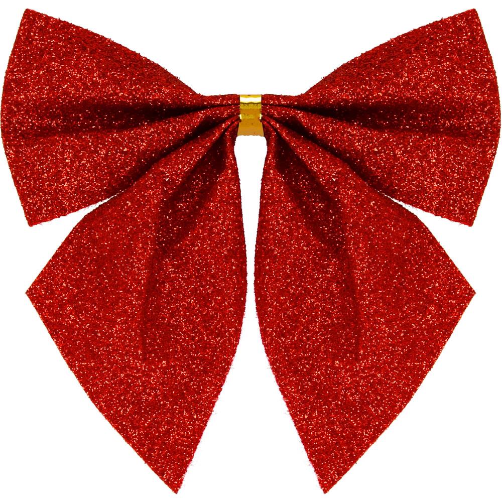 Set 3 ornamente pentru bradul de Craciun, fundita, 11cm, rosu