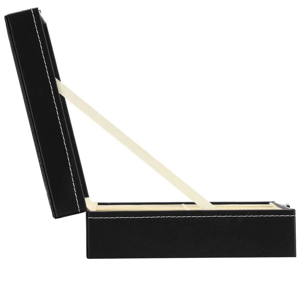 Cutie depozitare si organizare ceasuri, MDF, piele ecologica, 30x20x8cm, negru interior crem