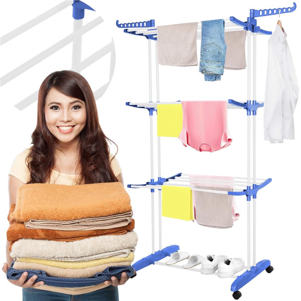 Uscator vertical pentru rufe, mobil si pliabil, cu doua umerase, 75x57x170cm, sarcina 15kg