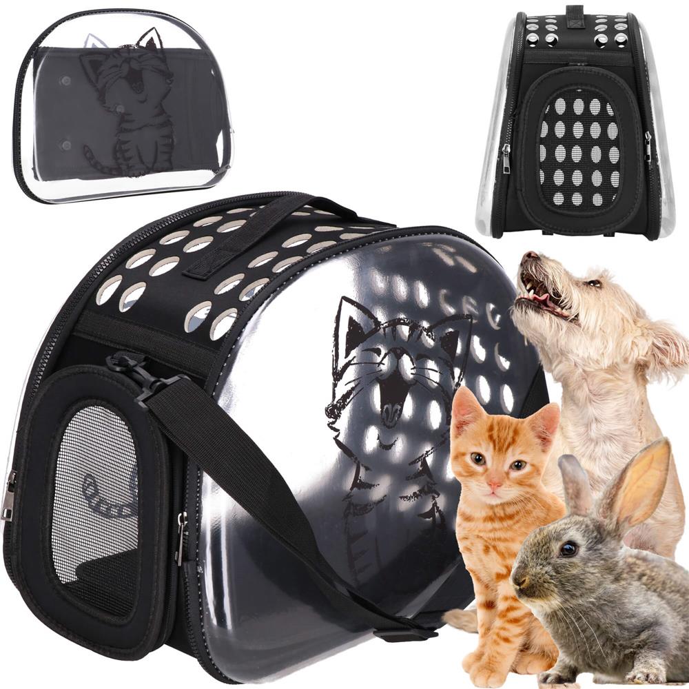 Geanta pentru transport animale de companie pisica sau catel, M, 42x26x32 cm, transparent - 7