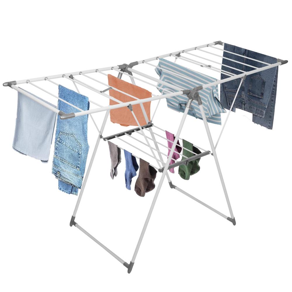 Uscator de rufe pliabil, 3 platforme cu etaj intermediar de agatat, 156x57x100cm