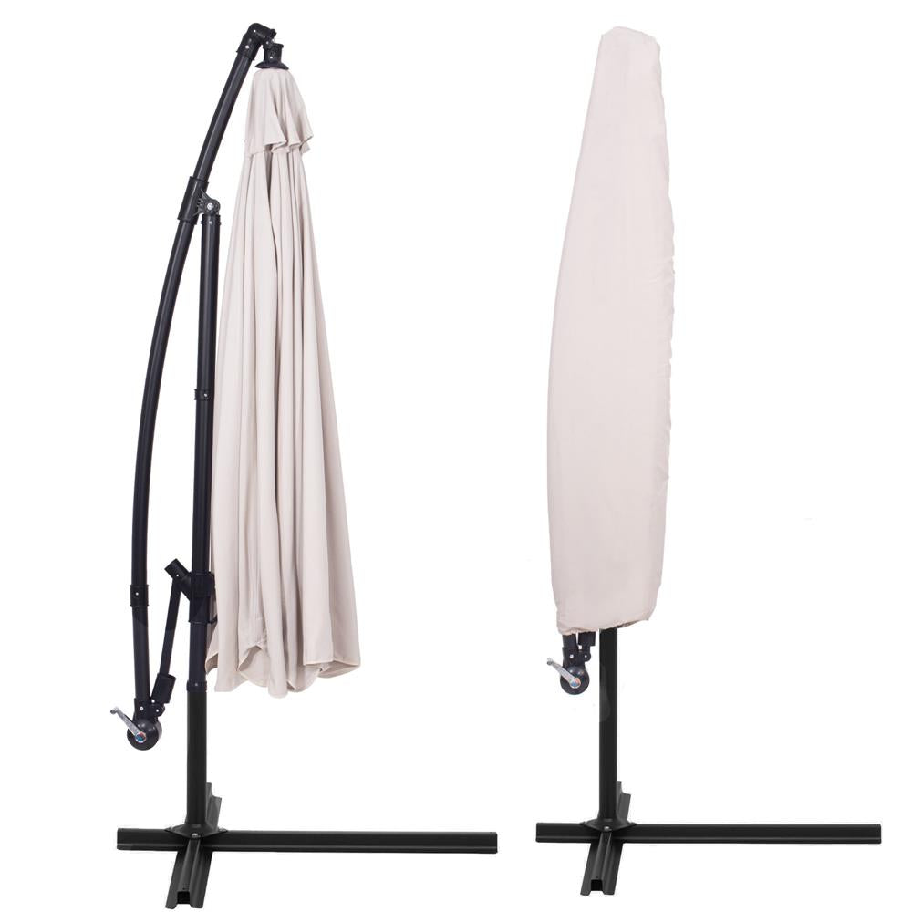 Umbrela de gradina cu brat lateral banana, cu husa, 300cm, bej