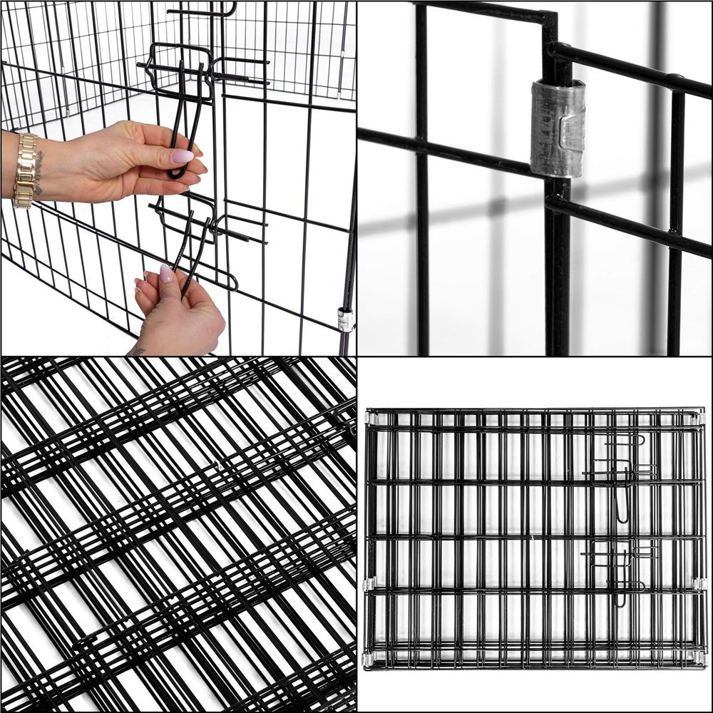 Tarc pentru animale de companie, din fier, forma configurabila, cu usa de acces, 3XL, 155x155x61cm, negru