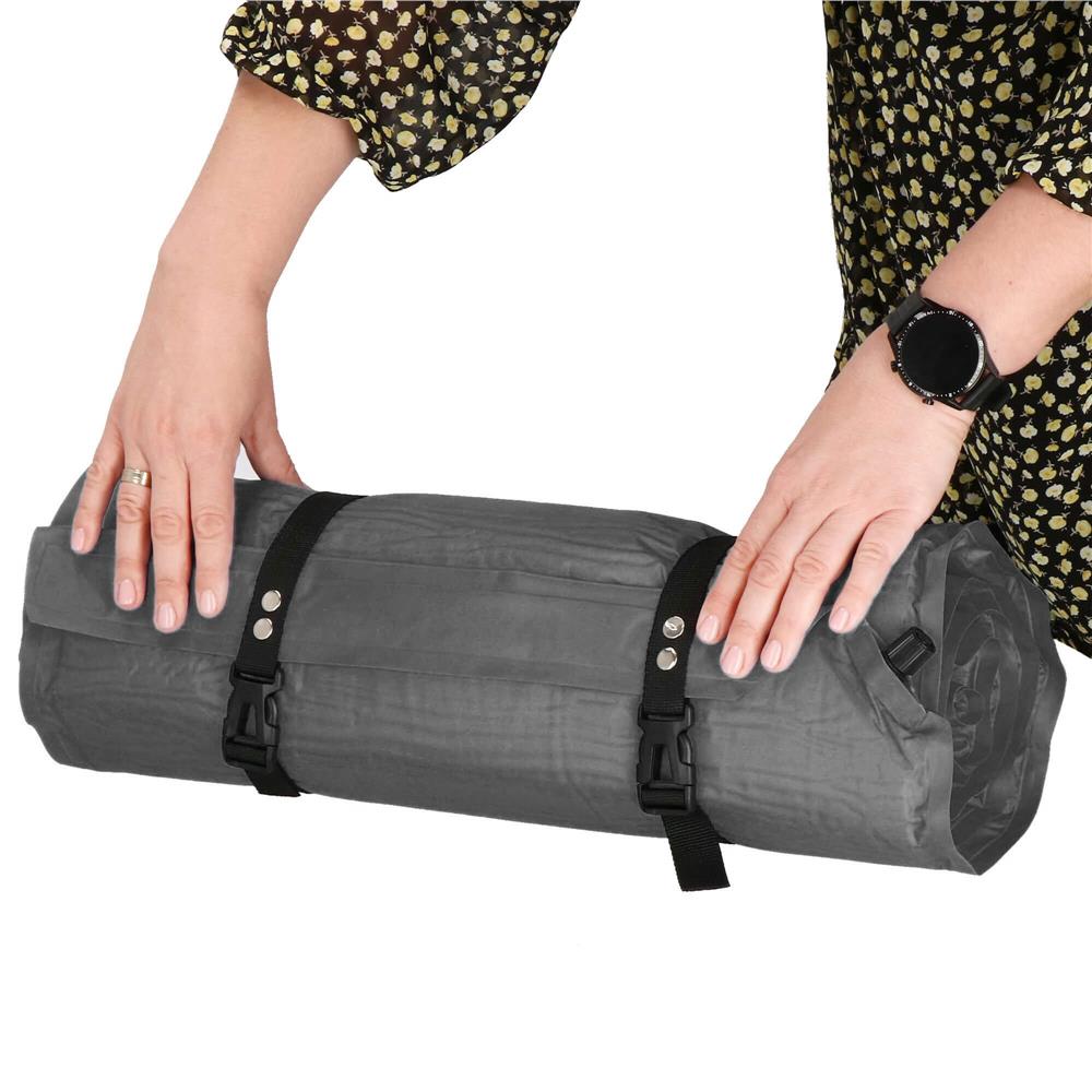 Saltea plabila cu perna din spuma poliuretanica, cu autoumflare, 186x53x2.5cm, gri
