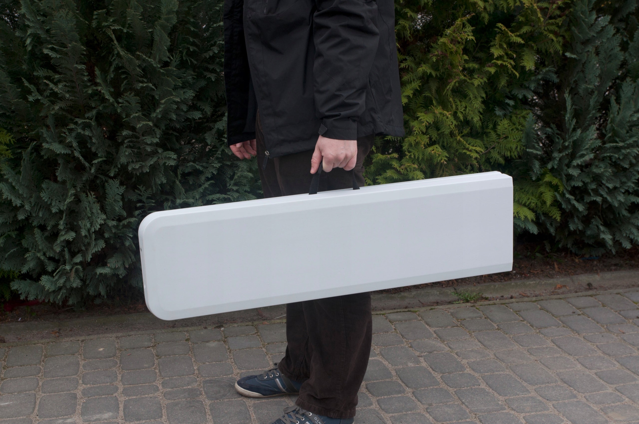 Banca pliabila pentru gradina sau catering, HDPDE, 180x24x42cm, alb