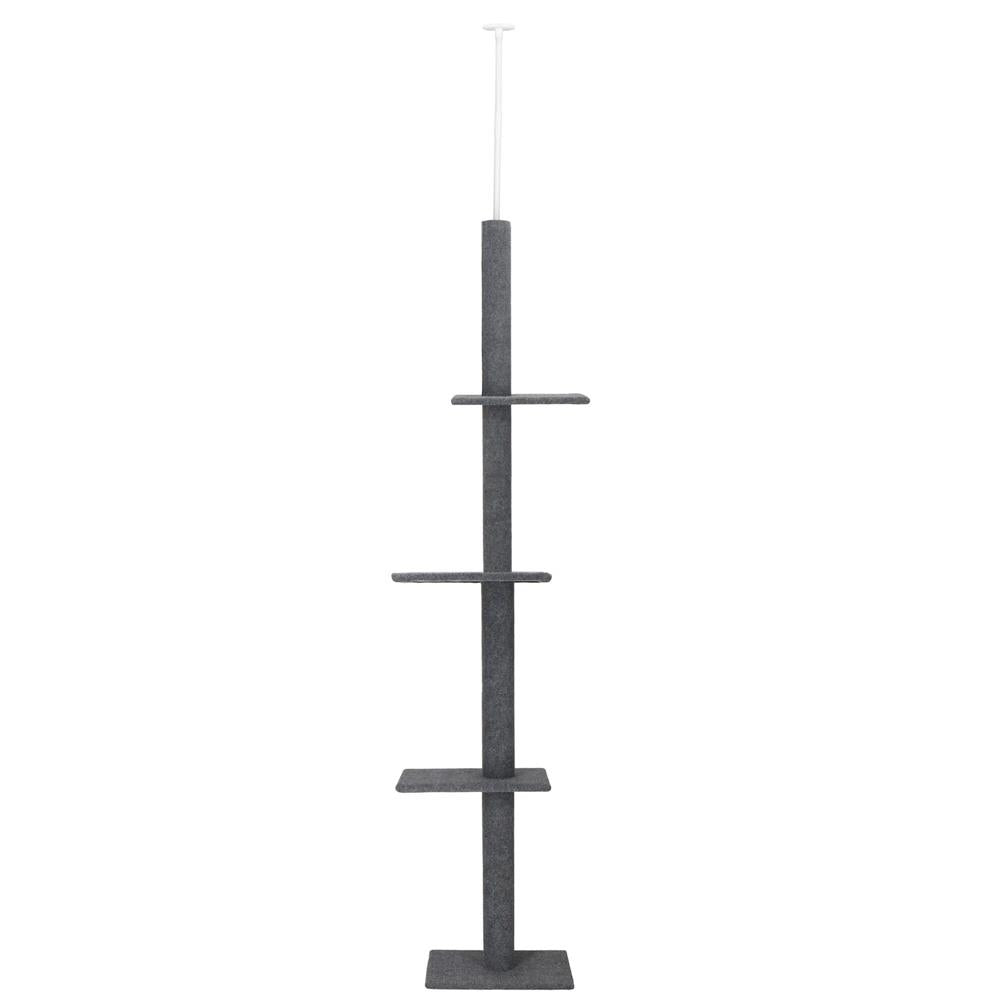 Ansamblu de joaca pentru pisici, tip stalp de catarat pana la tavan, inaltime reglabila 246 - 286 cm, gri