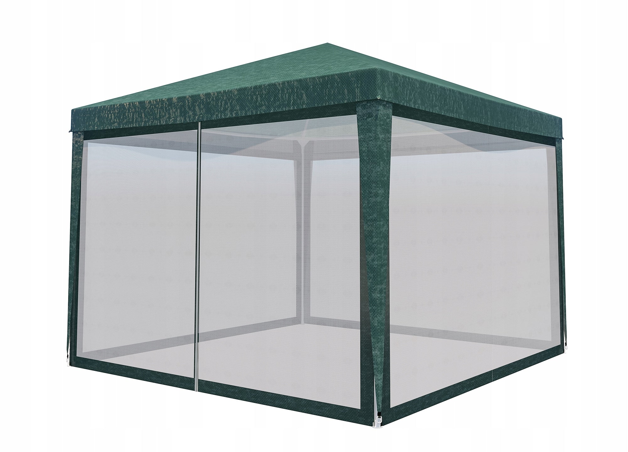 Pavilion cu plasa anti-insecte si fermoar, patrat, 3x3m, Verde