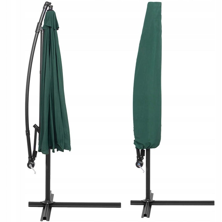 Umbrela de gradina cu brat lateral banana, cu husa, 300cm, verde