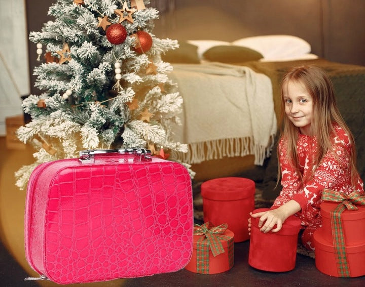 Trusa de machiaj pentru fetite, geanta cu 22 de accesorii cosmetice, fara lichide sau substante chimice, roz