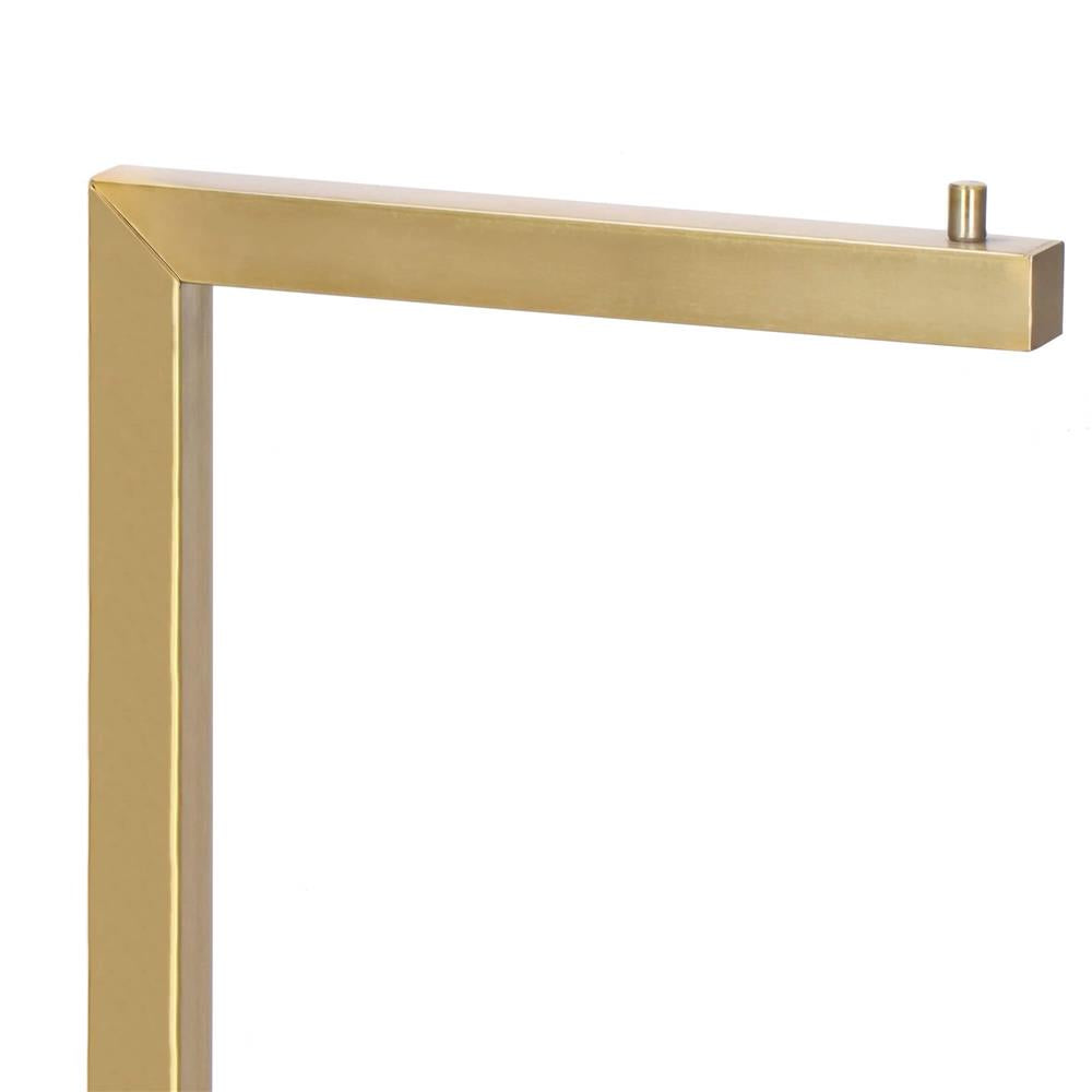 Stand cu perie WC si suport hartie igienica, metal si bambus, 67cm, auriu