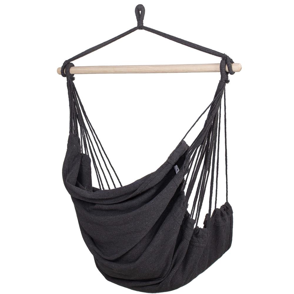 Hamac tip leagan suspendat pentru casa sau gradina, gri inchis cu perne, 130x100cm, 150kg