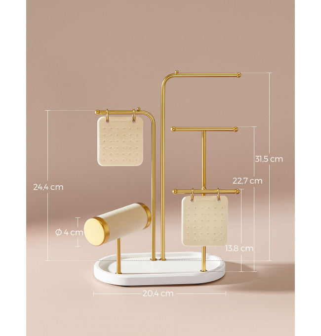 SONGMICS Stand suport pentru depozitare si expunere bijuterii, otel, 11x20x32 cm, auriu - 6