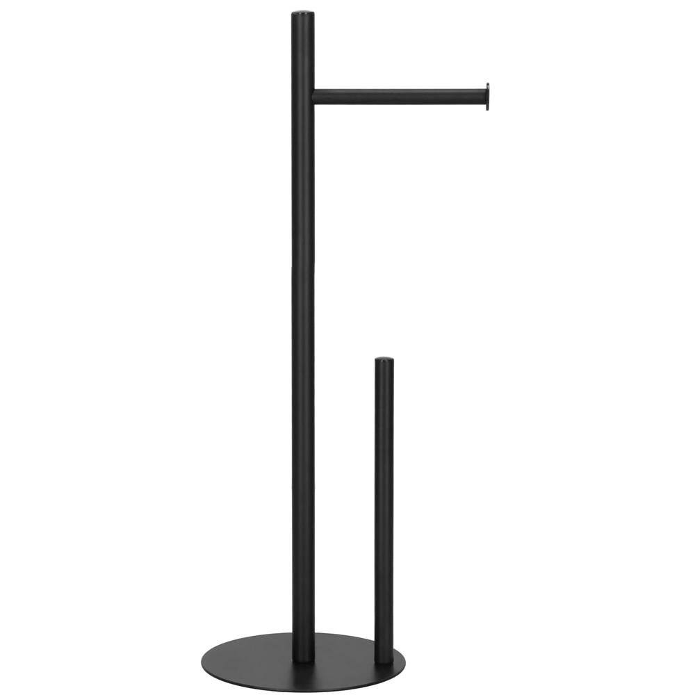 Suport hartie igienica 2 in 1 cu suport rezerve, 55 cm, negru mat