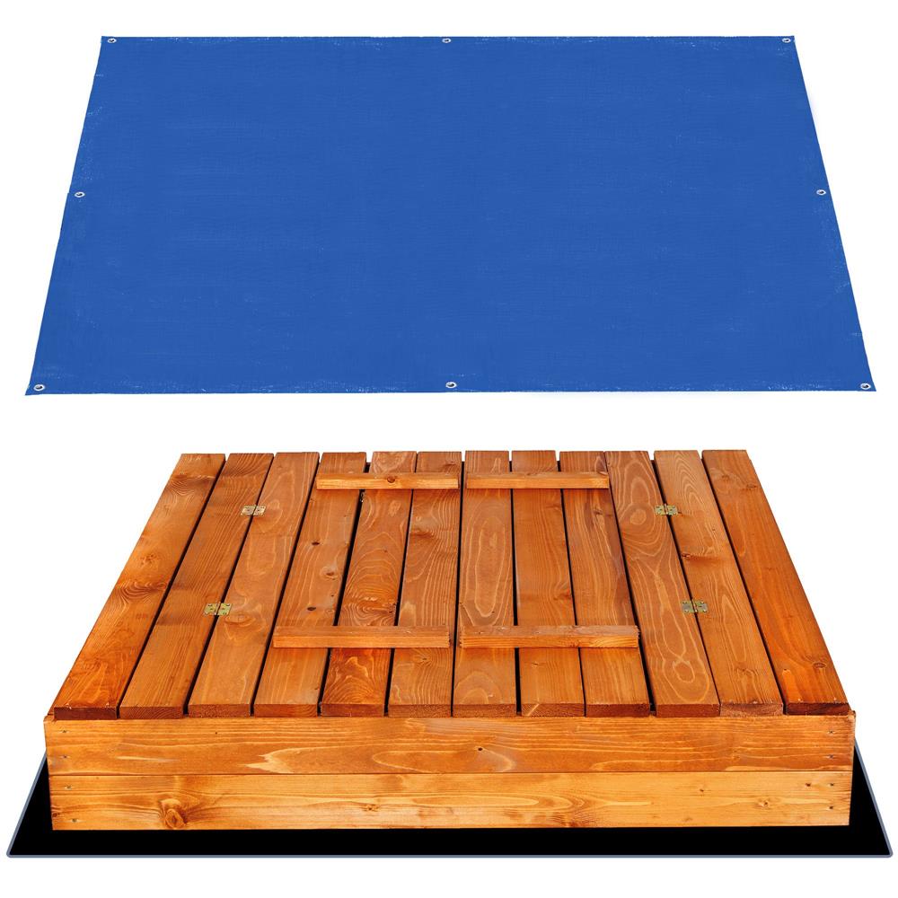 Lada din lemn pentru nisip, cu 2 bancute, 120x120cm