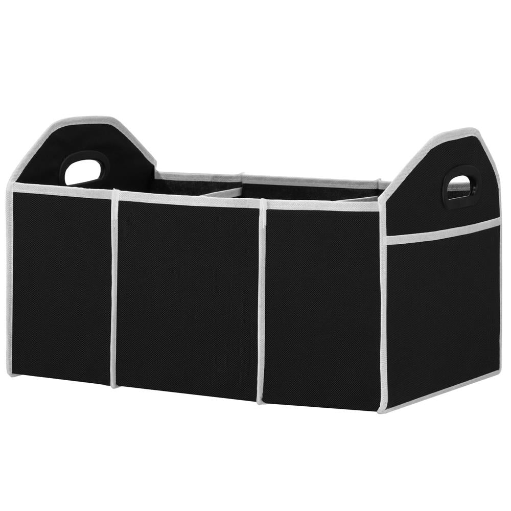 Organizator dulap Sersimo tip lada, 3 compartimente, textil, negru