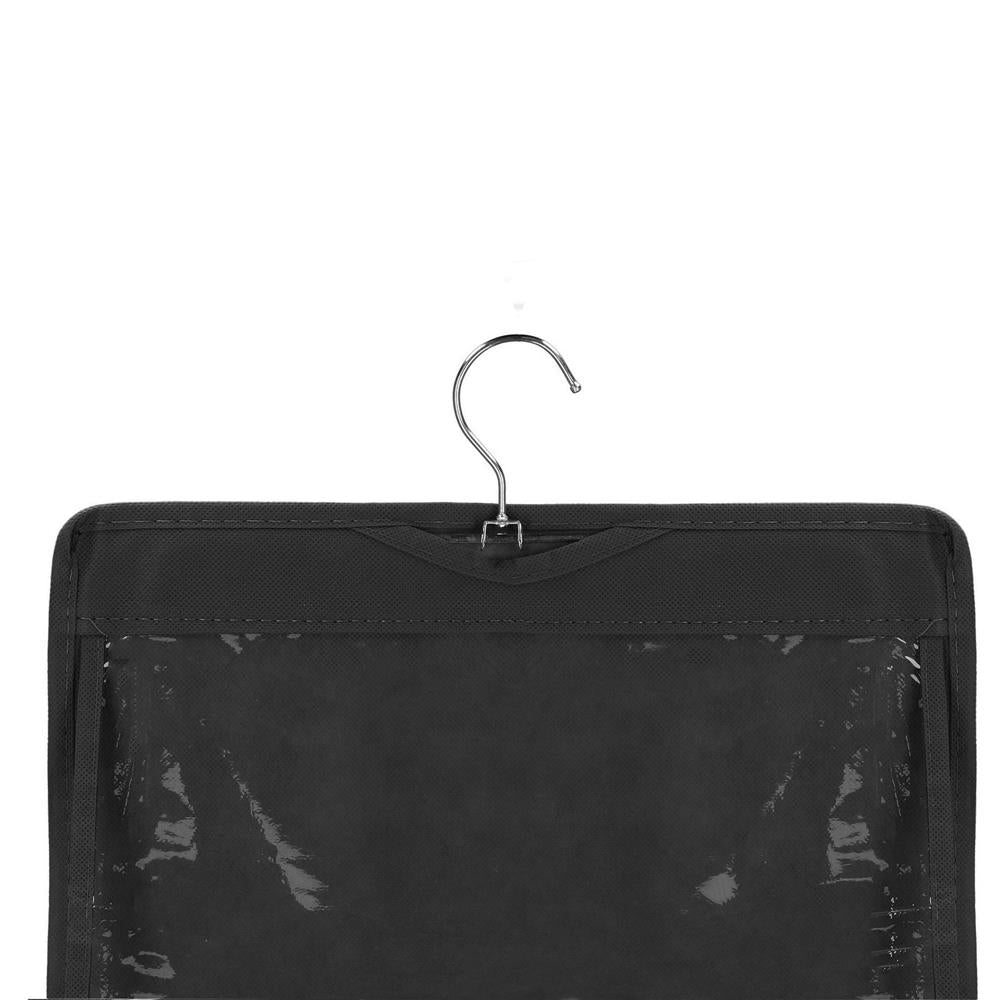 Organizator dulap Sersimo pentru posete, 6 compartimente, textil, negru