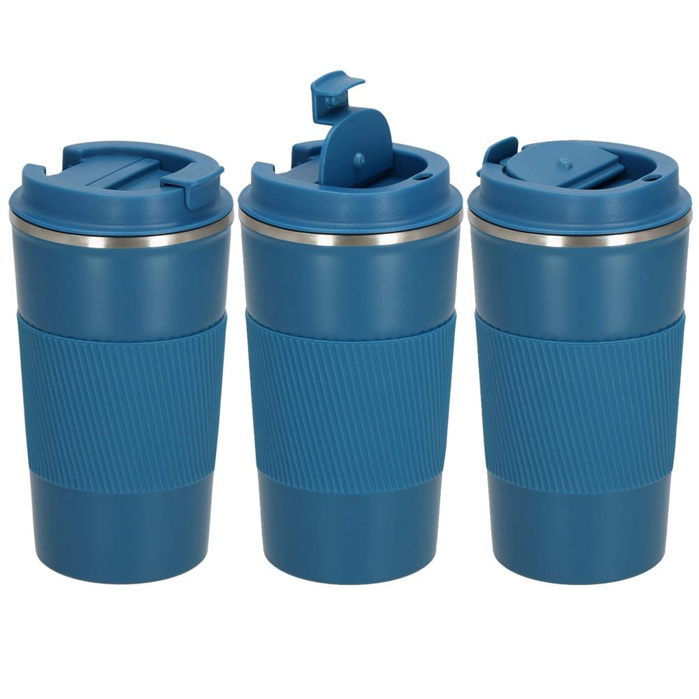 Cana termos calatorie, perete din inox dublu izolat, 500ml, 9x16.5cm, albastru
