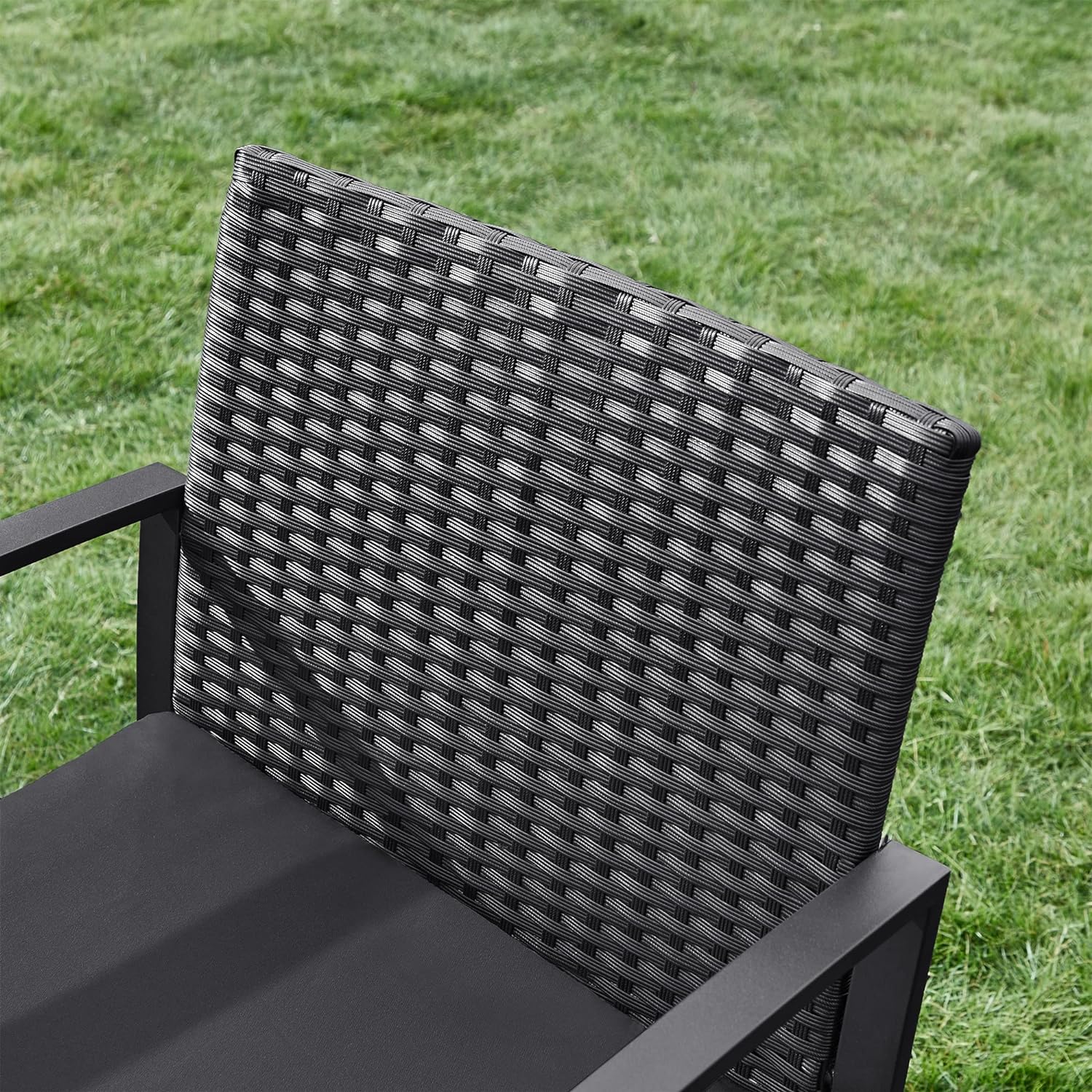 SONGMICS Set de mobilier pentru terasa sau balcon, din poliratan PE, masa si 2 scaune, negru