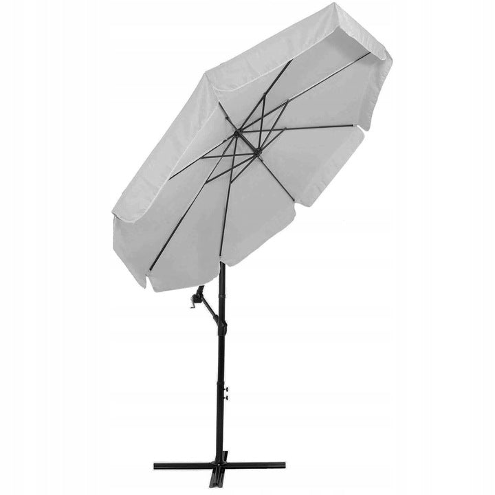 Umbrela de gradina cu brat lateral banana, cu husa, 300cm, gri deschis - 7