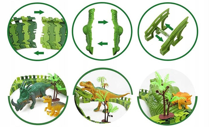 Circuit masinute Dinosaur Park, cu 240 de segmente, pista configurabila de 360cm