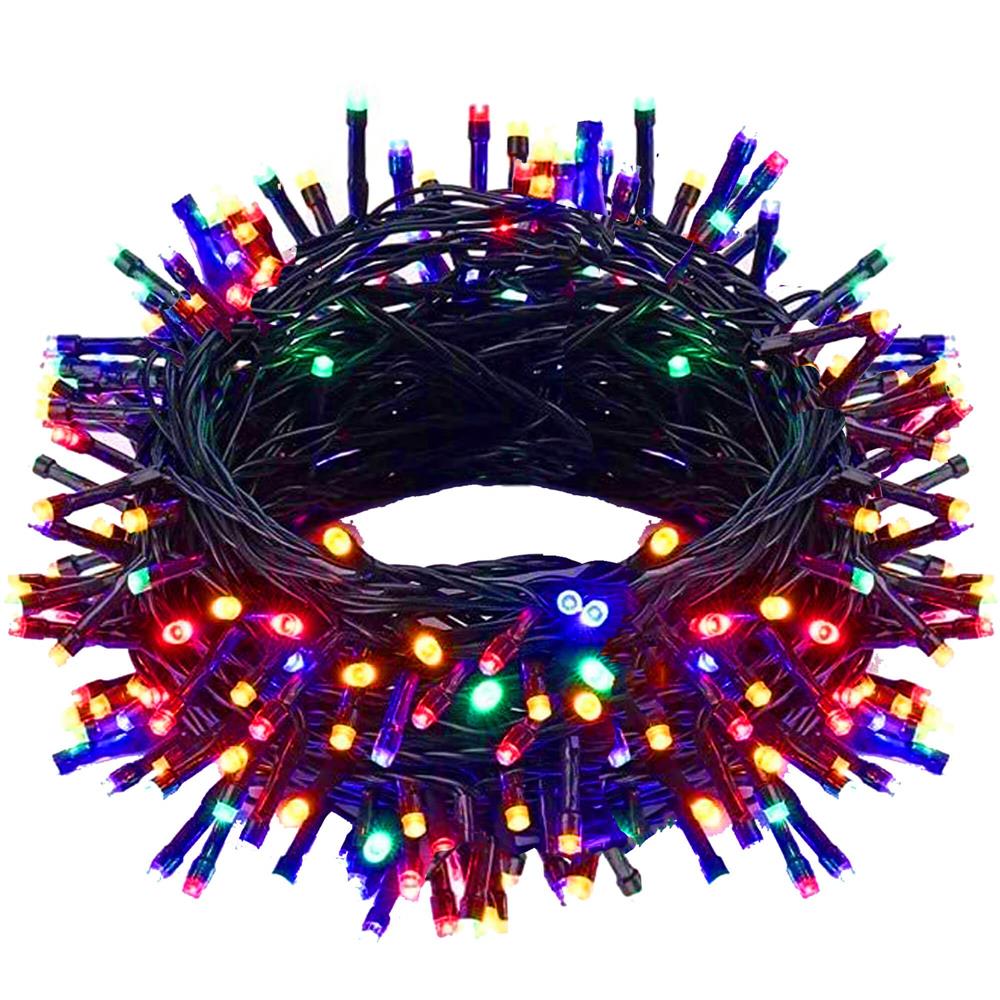Instalatie lumini pentru bradul de Craciun, 17,5 metri, 300 LED-uri, 8 functii, multicolor
