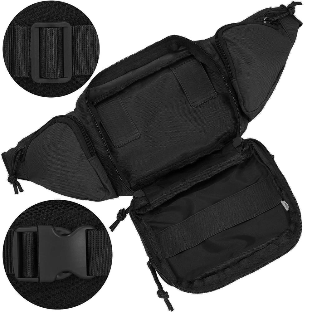 Borseta incapatoare pentru umar sau brau, impermeabila, unisex, 43x15cm, negru